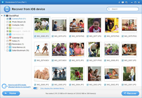 choose the deleted file for recovering