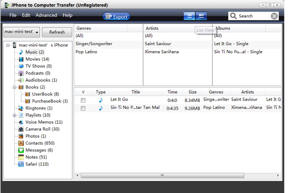 transfer all music from iphone to computer with one click