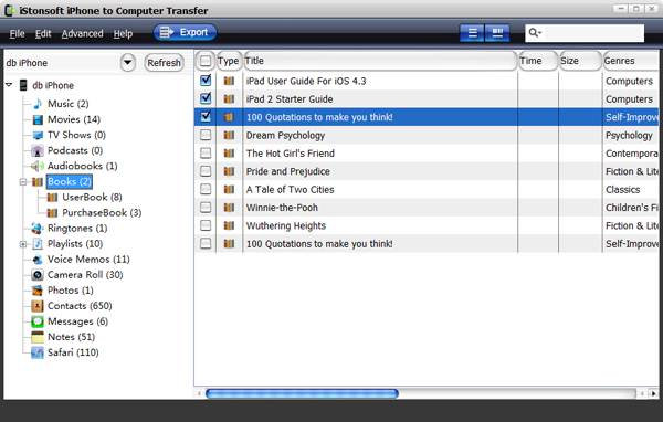 how to transfer iphone books to pc, copy books from iphone to pc