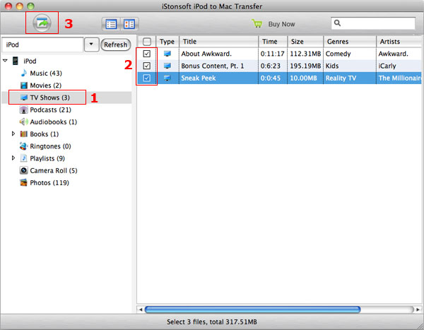 transfer tv shows from ipod to mac free