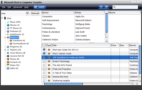 transferring books from ipod to computer