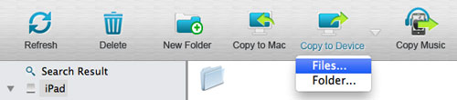select to copy files from mac to device