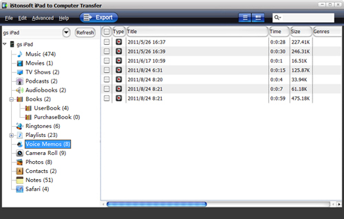 backup voice memos from ipad to computer