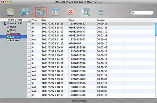 transfer iphone call list to mac