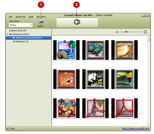 select to export photos from iphone to computer