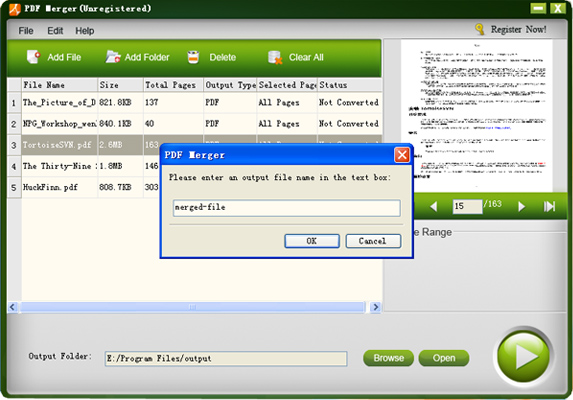 select page range and customize output settings