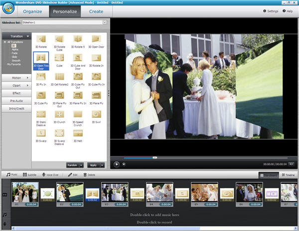 start making wedding slideshow